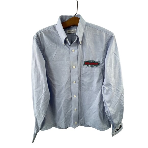 Kur̈yakyn Logo Mens Small Long Sleeve Button-Up Shirt Light Blue Embroidered - Picture 1 of 7